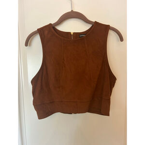 Women's EXPRESS Brown Faux Suede Crop Top M